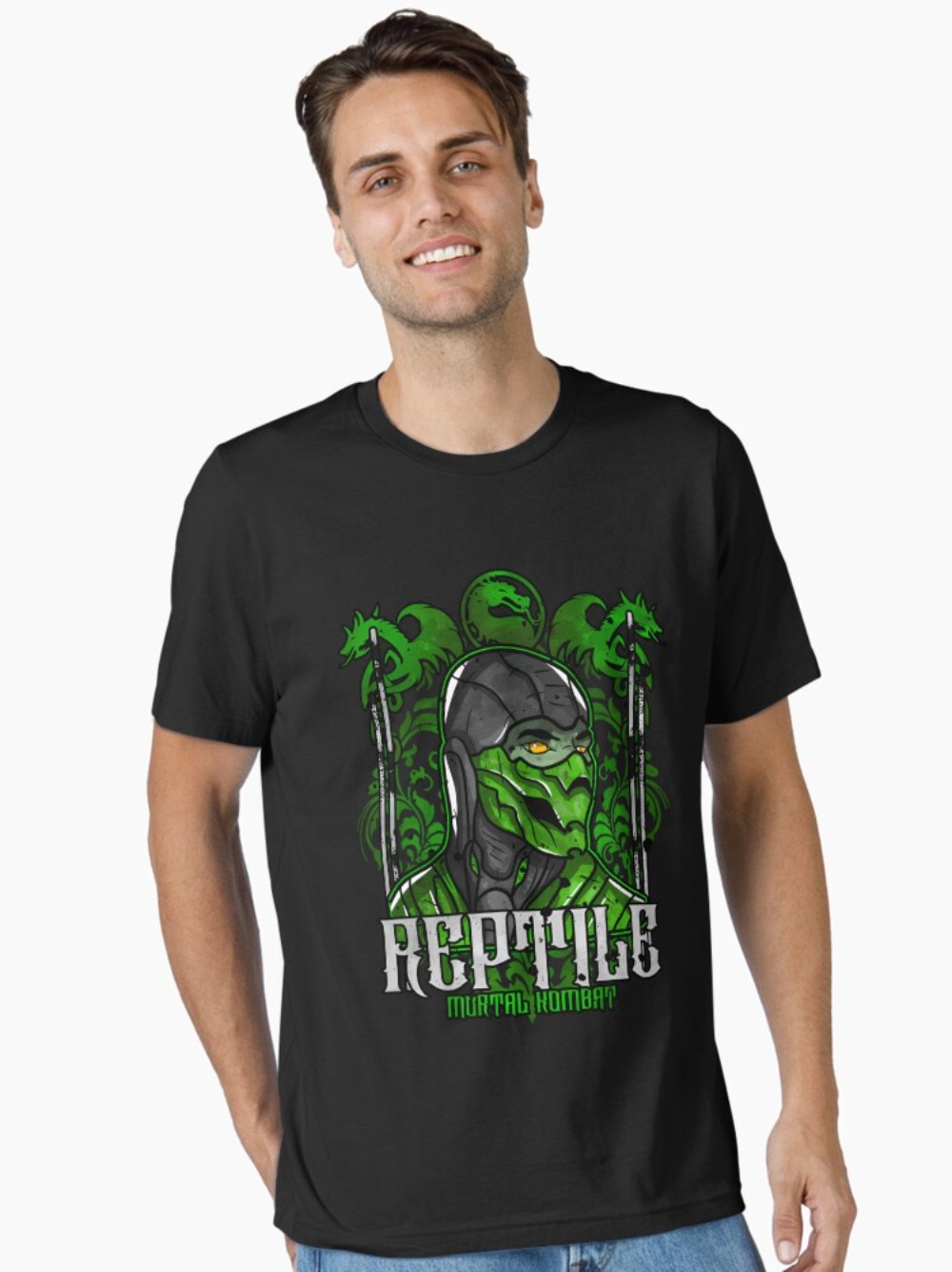 Retro Gaming Style - Mortal Kombat Reptile Portre Baskı T