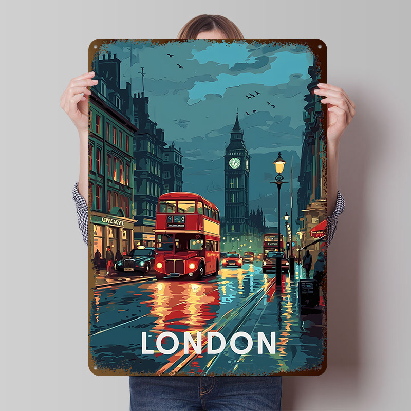 Retro Gaming In London - Londra Big Ben Teneke Levha Posteri