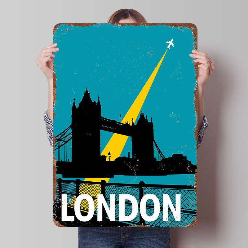 Retro Gaming In London - Londra Seyahat Kule Köprüsü Metal Poster