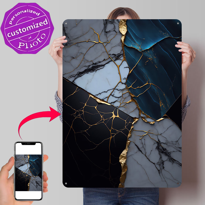 Retro Gaming Gifts For Men - Soyut Mermer Kintsugi Posteri Retro 3D