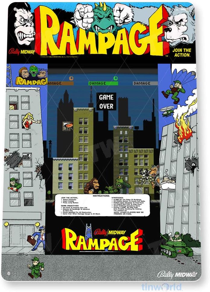 Retro Gaming Shop - TIN SIGN Rampage Arcade Tabelası Oyun